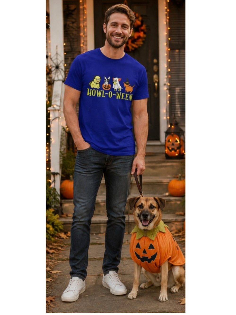 🎄 MAIN AND LOCAL Men’s Purple Dog Halloween Top HOWL-O-WEEN Tee NWT M